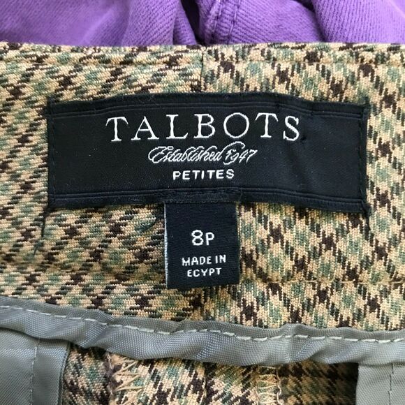 Talbots Pants Womens Sz 8P Petite Brown Plaid Signature‎ Boot Cut Stretch Dress - Picture 8 of 12